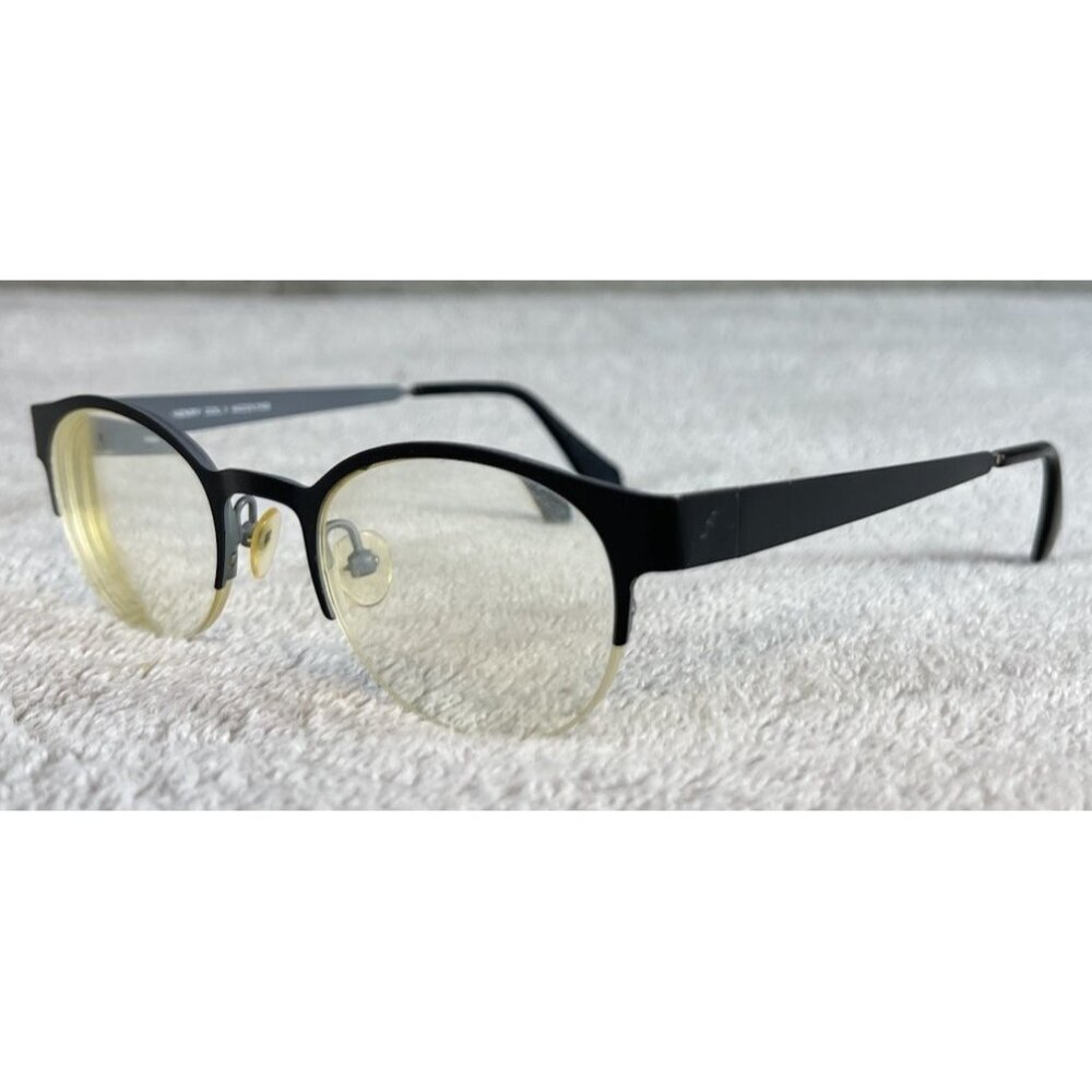 NW 77th Eyeglasses Frames Henry COL. 1 Round Half-Rim Black Gray 44-21-140